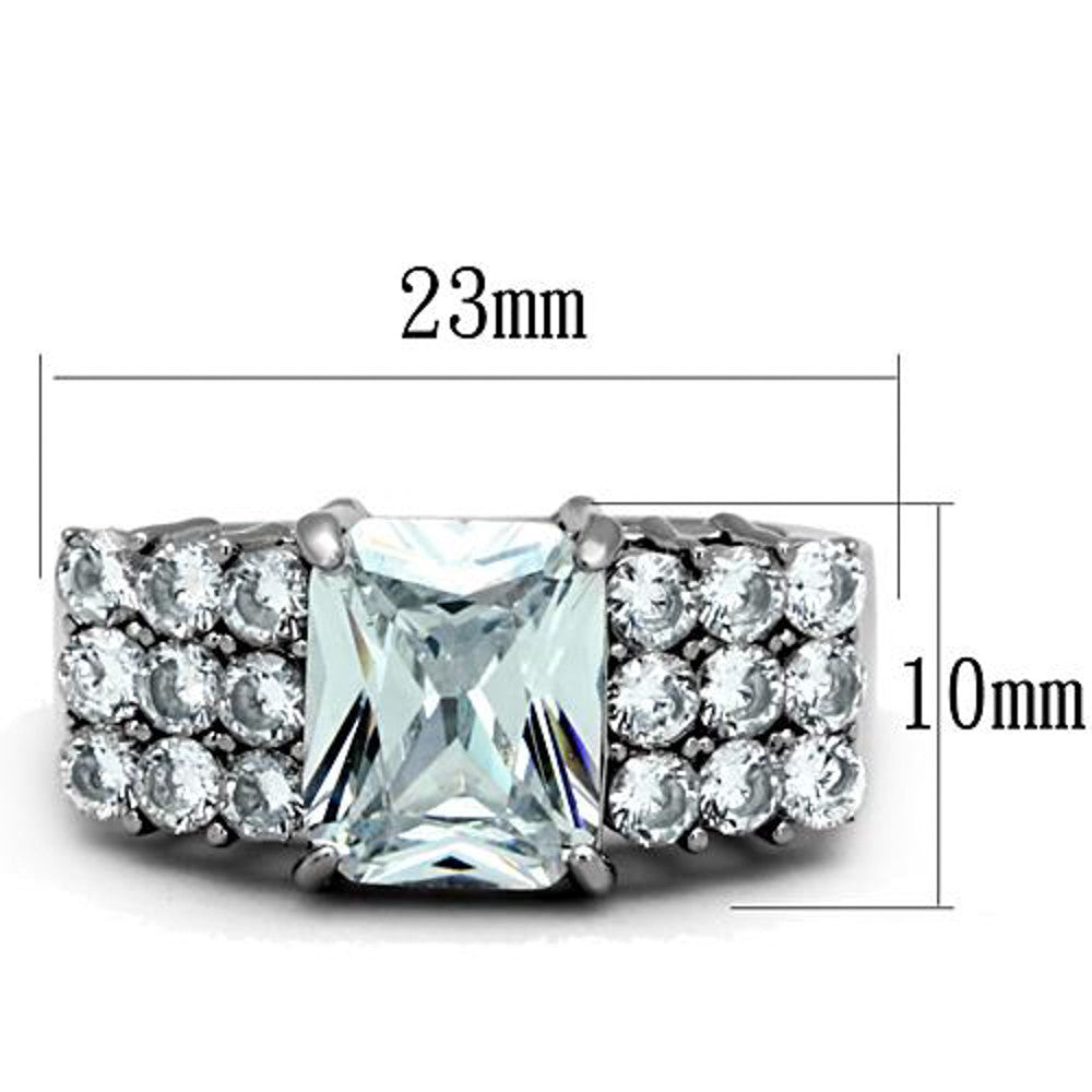 ARTK1753 Stunning 4.57 Ct Radiant Cut CZ Stainless Steel Engagement / Cocktail Ring Size 5-10